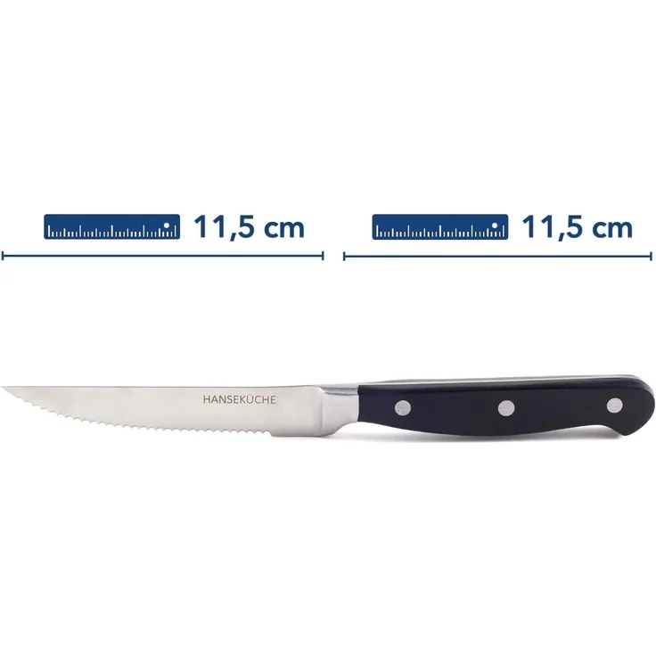 Hanseküche Steakmesser Steakmesser 6er Set – mit Holzgriff (Schwarz) (6 Stück), Modernes Design, Geschenkbox – Bild 5