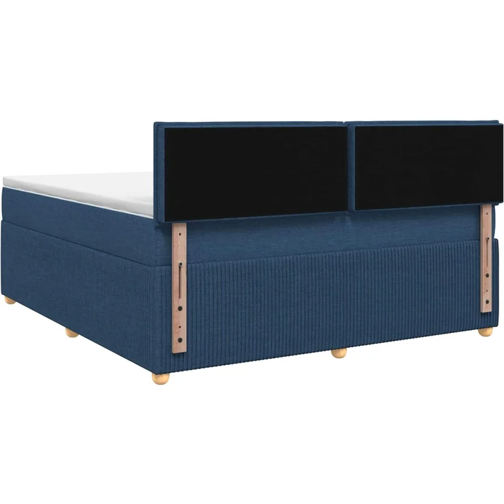 vidaXL Boxspringbett mit Matratze mit Kopfteil Blau 140 x 190 cm Stoff 3451474 – Bild 8