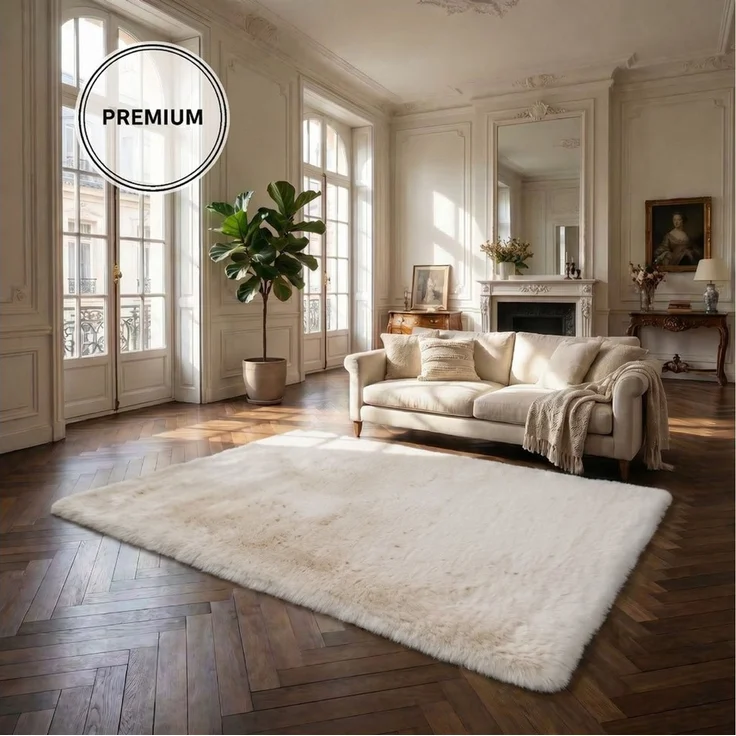OTTO home Fellteppich Balu, in Standard- und Premium-Qualität, 20 mm oder 38 mm Höhe, rechteckig, Höhe: 20 mm, Kaninchenfell-Haptik, kuschelig, weich, Kunstfellteppich, Wohnzimmer – Bild 1