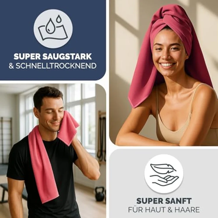 Blumtal Sporthandtuch Mikrofaser Handtuch - kompakte Mikrofaser Handtücher, Mikrofaser (inkl. Transporttasche, einzeln oder als Set verfügbar, 1-St), ultra leicht & schnelltrocknend, Reisehandtuch, Strandhandtuch – Bild 4
