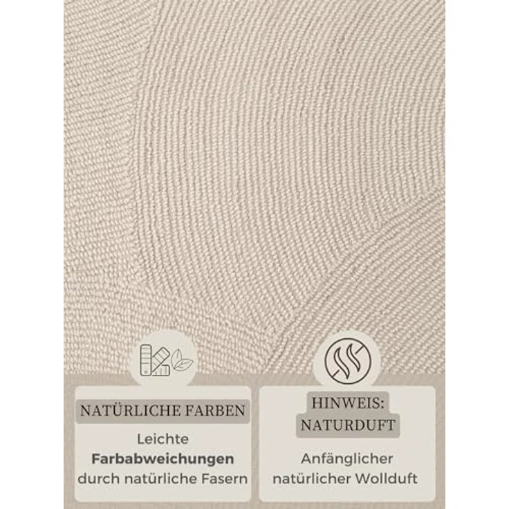 XXXL Wollteppich Eleni, creme, rechteckig, 80x150 cm, handgetuftet, pflegeleicht, für Fußbodenheizung geeignet, strapazierfähig, in verschiedenen Größen erhältlich – Bild 4