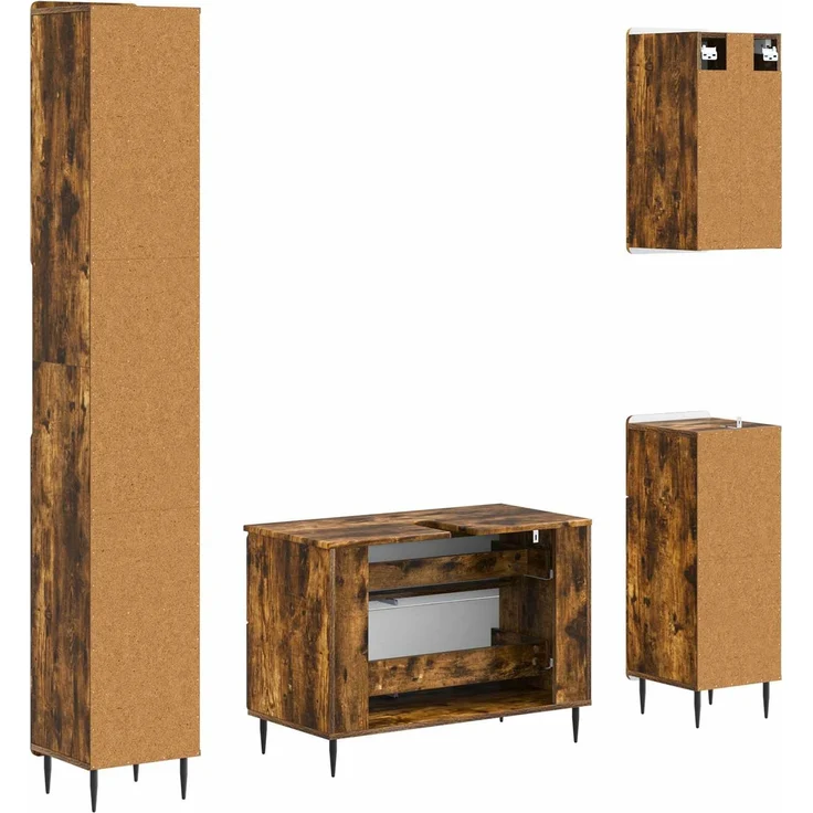 vidaXL 4-teiliges Badezimmer-Schrank-Set ZWOLLE Raucheiche 3417923 – Bild 7