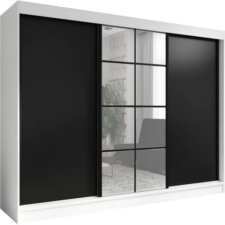 A&J MöbelLand GmbH Schiebetürenschrank ORAVELLE 3-türiger Kleiderschrank mit Spiegel (TOP ANGEBOT! Geräumiger Schrank mit einer Breite von 200 cm ideal zur Aufbewahrung von Kleidung und Accessoires. Wählen Sie das ideale Modell für Ihr Schlafzimmer!, T...