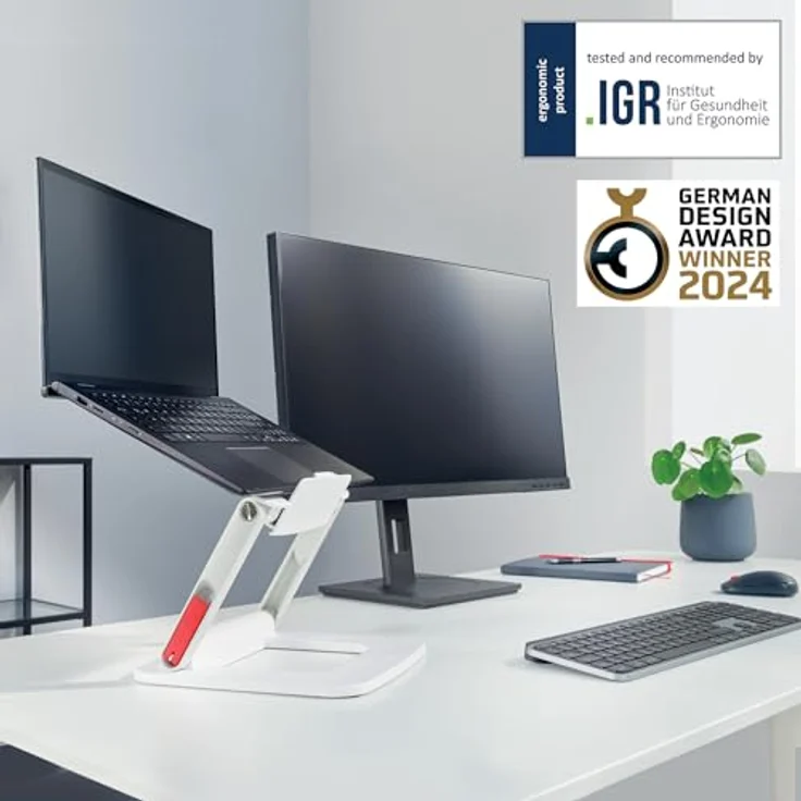 Leitz Ergo Set Active Stehhocker mit Dual Density Foam Komfortsitz + Multi-Winkel-Laptopständer, Hocker höhenverstellbar von 57 bis 82 cm, Für bis zu 110 kg, 65450085 + 64240001 – Bild 14