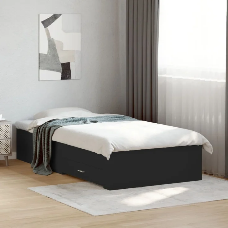 vidaXL Bettgestell mit Schubladen Schwarz 75x190 cm Holzwerkstoff 3280441 – Bild 7