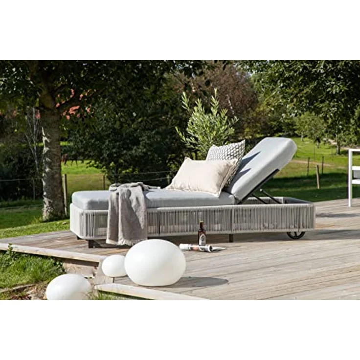 Gardenson Sonnenliege, Grau-Schwarz, Metall mit Schaumstofffüllung, 75x32x205 cm, Gartenmöbel – Bild 2