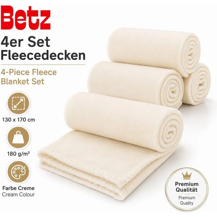 Wohndecke Fleecedecke 4 Stück 130x170 cm 180g/m² Flauschige Sofadecke, Betz – Bild 2