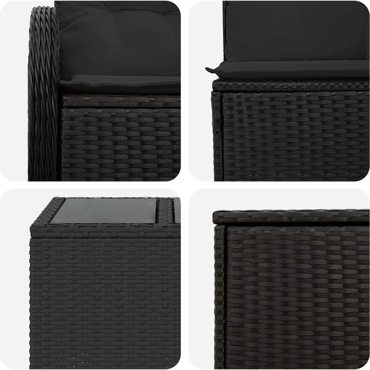 vidaXL Sofa Set 8 stk. Schwarz Polyrattan und Stahl 3448044 – Bild 8
