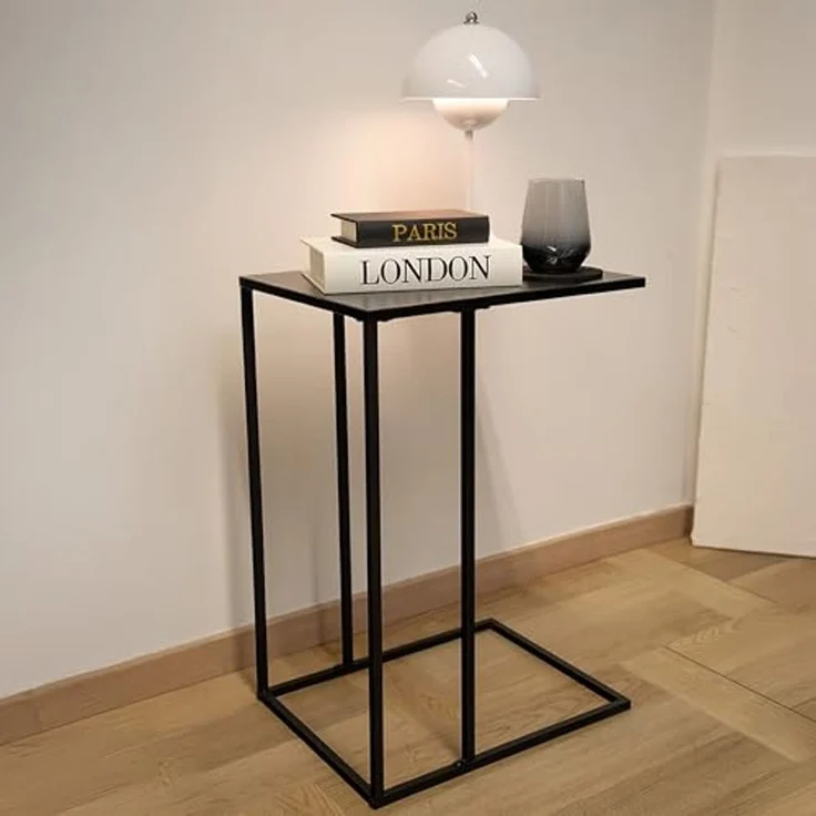 Spetebo Beistelltisch Metall Couchtisch in schwarz 58 x 40 cm (Anazhl, 1-St, Tisch), in C Form – Bild 2