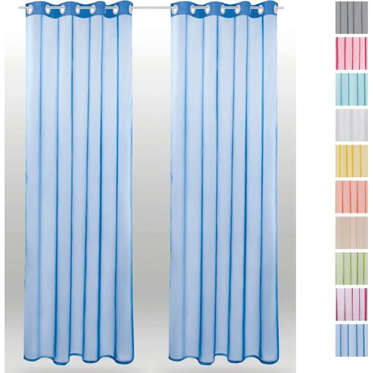 Bestlivings Transparente Blaue Gardine mit Ösen 2er Pack (B140 x L145), viele Varianten erhältlich – Bild 6