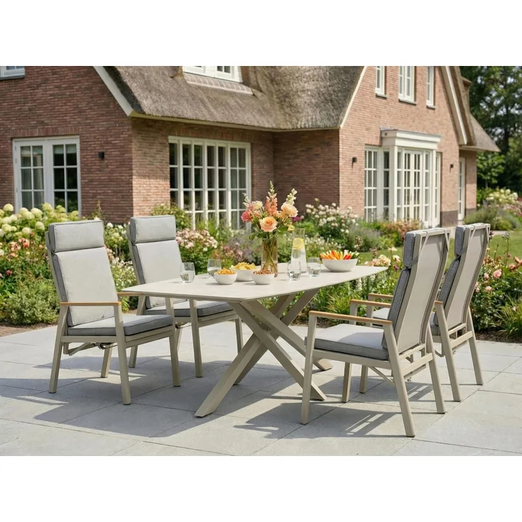 LC Garden 'Mira' Gartenstuhl, 4 Stk, verstellbar, Taupe, 109 x 60 x 67 cm – Bild 2