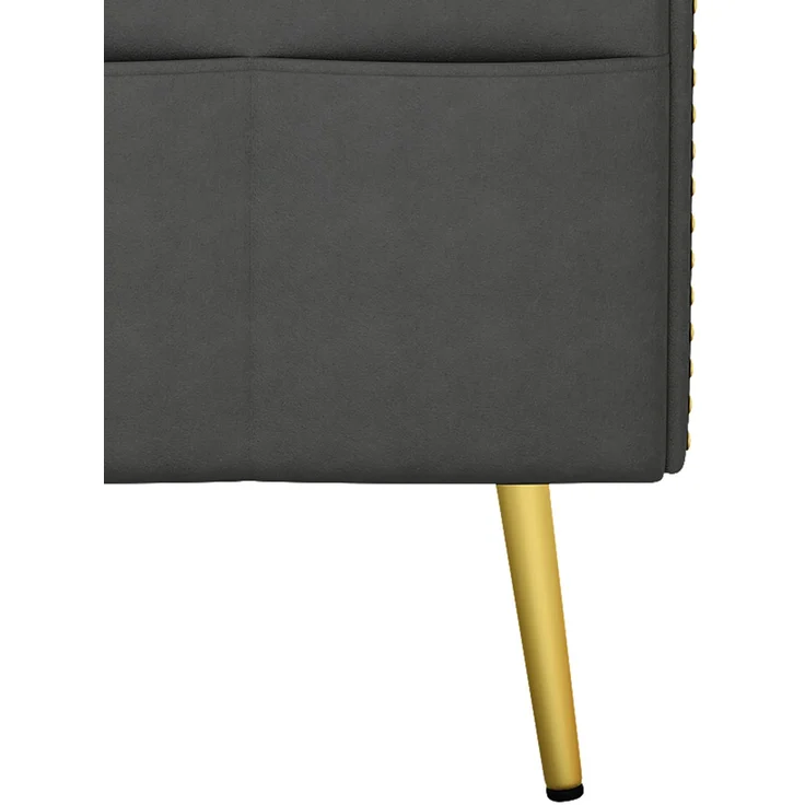 ZUBALIYA Schlafsofa 80x73.5 cm, mit LED - Beleuchtung, mit Stauraum, mit Leiter, mit Samtbezug, mit breiten Armlehnen, Gold – Bild 20