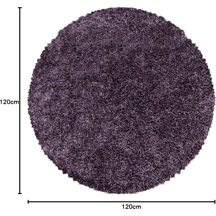 Carpetsale24 Shaggy Hochflor Teppich 120 cm Rund Violett-2 | Runder Teppich Wohnzimmer – Moderner, Weicher, Flauschiger Langflor für Schlafzimmer, Badezimmer & Küchenteppich, Wohnzimmerteppich – Bild 2