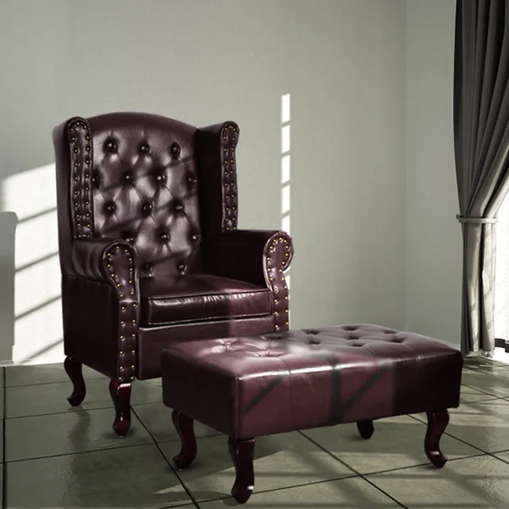 vidaXL Sessel mit Fußhocker Dunkelbraun Kunstleder [60784]