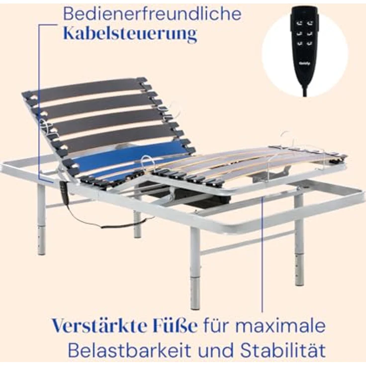 Geriafy - Elektrisch verstellbares Bett mit höhenverstellbaren Beinen und viskoelastischer Professional V3 Matratze 80x200 cm | Wasserdichter Bezug | Komfort Bett – Bild 3