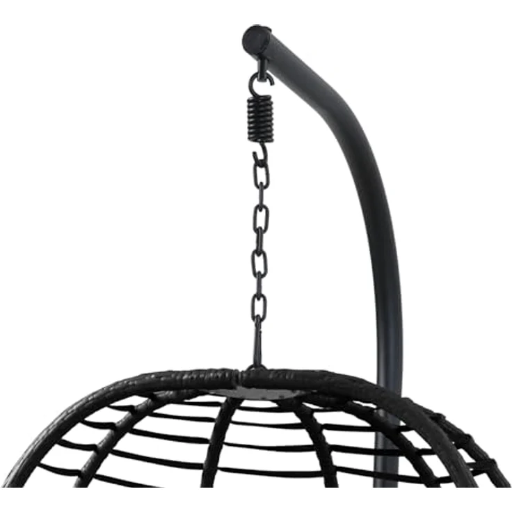 SVITA Svita Belly Hängesessel, Schwarz, Polyrattan, 90x200x100 cm, klappbar, pulverbeschichtetes Stahlgestell – Bild 6