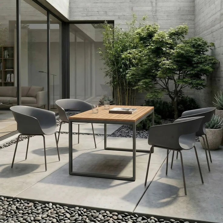 MELAYR, Gartenstühle 4er Set ergonomisch Balkonstühle mit Ausschnittdesign Armlehne, 61 x 51 x 74 cm, Dunkelgrau – Bild 4