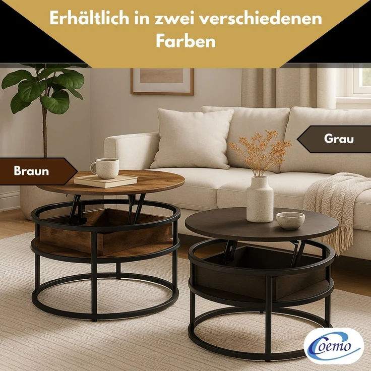 Coemo Beistelltisch Swing mit verstellbarer Tischplatte und verdecktem Stauraumfach in Grau – Bild 6