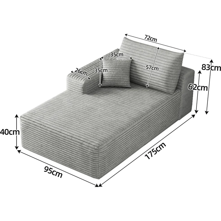 ZUBALIYA SchlafSofa mit Cordbezug, modular aufgebaut, ohne aufwendige Montage, für Wohnzimmer und Apartments – Bild 4
