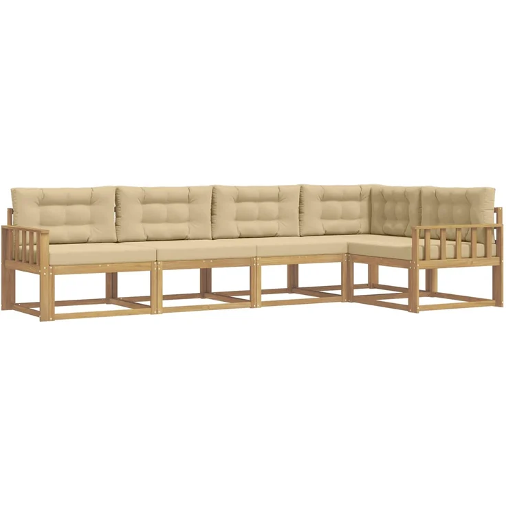vidaXL Outdoor-Sofagarnitur 5 stk. 5-Sitzer Weiß und Beige 3386442 – Bild 2