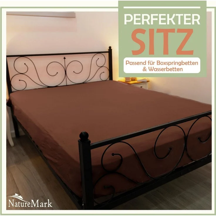 NatureMark Spannbettlaken Mikrofaser Spannbetttuch, Polyester, Gummizug: rundum, viele Größen und Farben Markenware, 90x200cm, Schoko braun – Bild 1