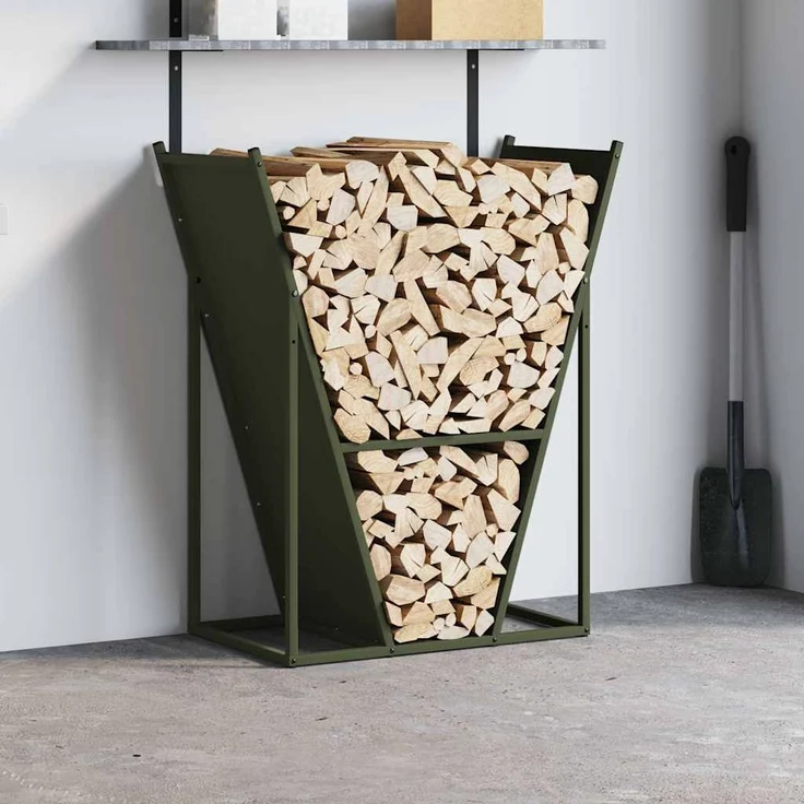 vidaXL Brennholzregal Olivgrün 69,5x35x81 cm Kaltgewalzter Stahl 864180 – Bild 2