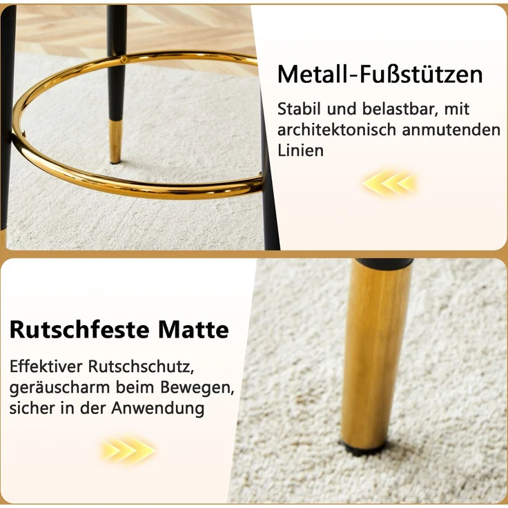360° drehbarer Barstuhl, Hellgraue und braune Plätze Kissen, PU-Material, bequeme Padded Bar Stuhl, geeignet für Bar, Esszimmer, Küche, Terrasse usw, Eine Box von 2 Packungen.--Braun+Schwarz, Hellgrau--47.4x44x92cm--YOUDENOVA – Bild 7