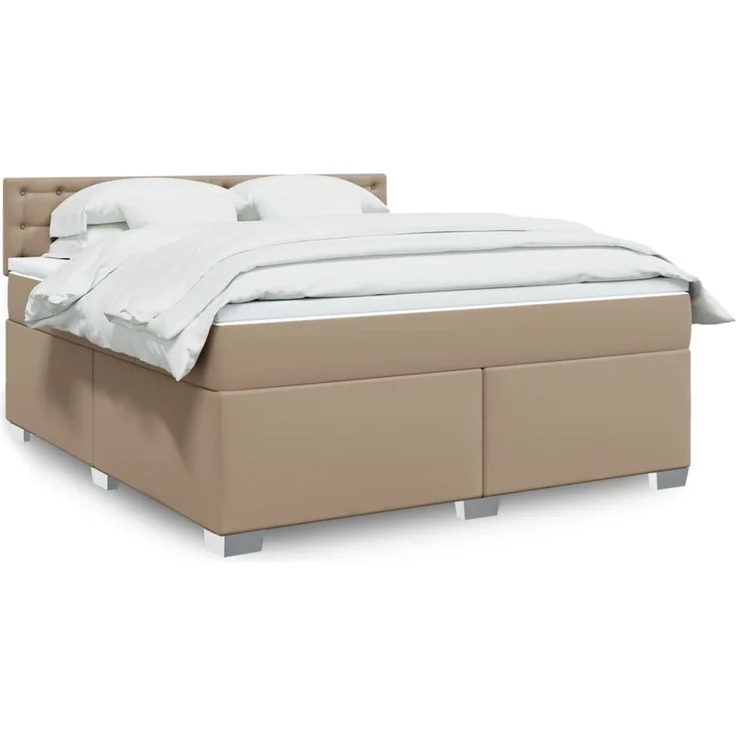 vidaXL Boxspringbett Matratze Cappuccino-Braun 180x200 cm Kunstleder 3288435 – Bild 1