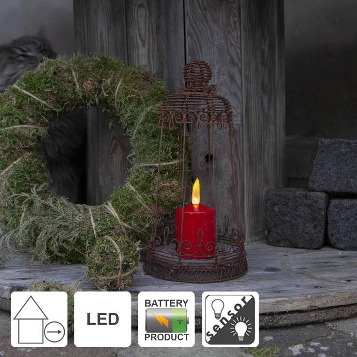 LED-BLOCKLEUCHTE PAULA / 11,5 cm / BATTERIE / Sensor / Innen-/Außenbereich / rot – Bild 3