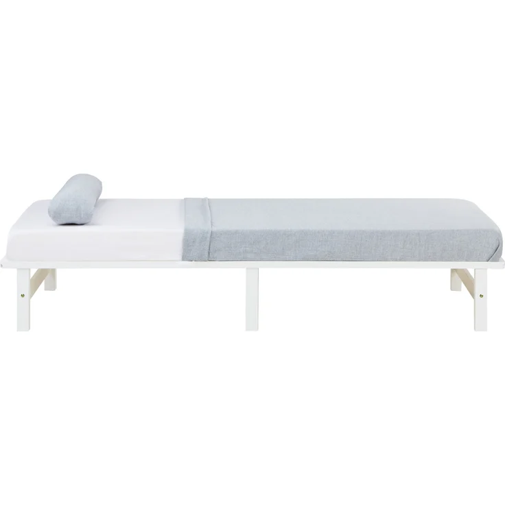 Holzbett 90x200 mit Matratze Holzbettrahmen Weiß Palettenbett Einzelbett Bett Massiv Holz Bettgestell – Bild 4