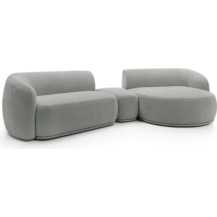 Selsey 'Bommo' Ecksofa rechts mit Hocker L-Form, Chenille Grau, 357 cm