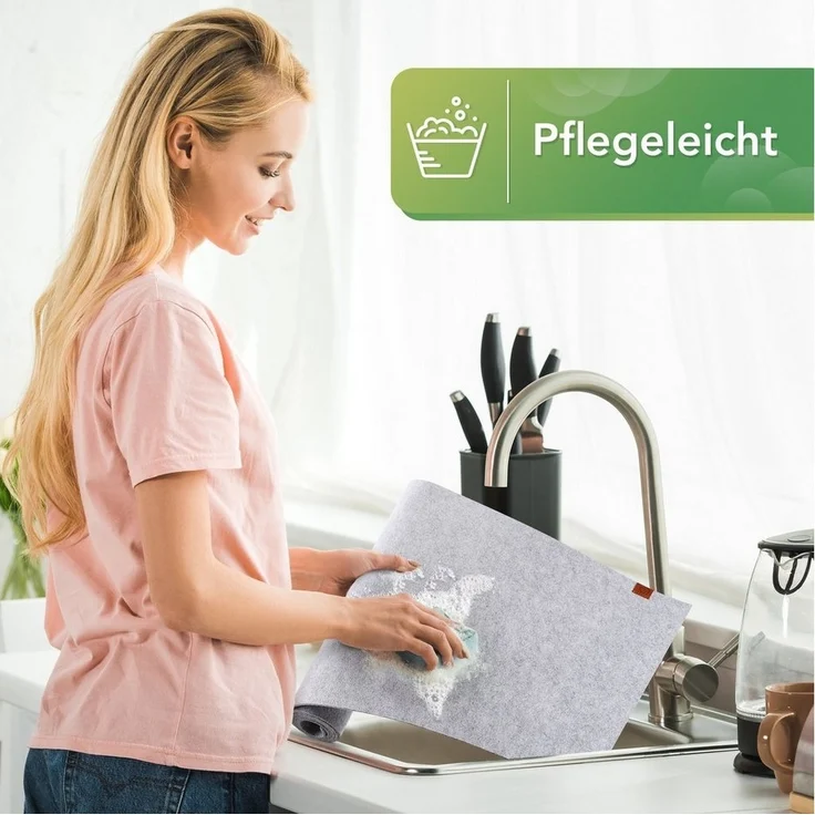 Loco Bird Tischläufer aus Filz, Abwaschbare Tischdecke mit Kunstleder-Label (skandinavische Tischband Deko), Tisch Filzläufer für draußen – Bild 3