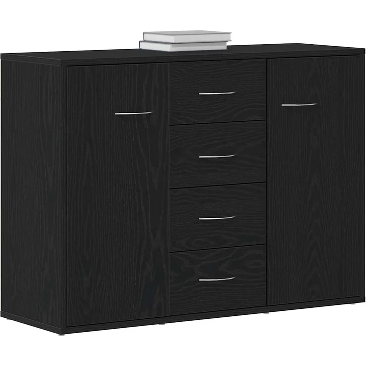 vidaXL Sideboard Schwarz Eichen-Optik 88x30x64 cm Holzwerkstoff 862446 – Bild 3