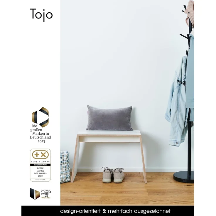 Tojo stubenhocker I Kleiner Hocker Holz 70 x 30 x 40 cm I Holzhocker Weiß I Sitzhocker für Bad, Schlafzimmer & Garderobe I Bis zu 130 kg belastbar – Bild 6