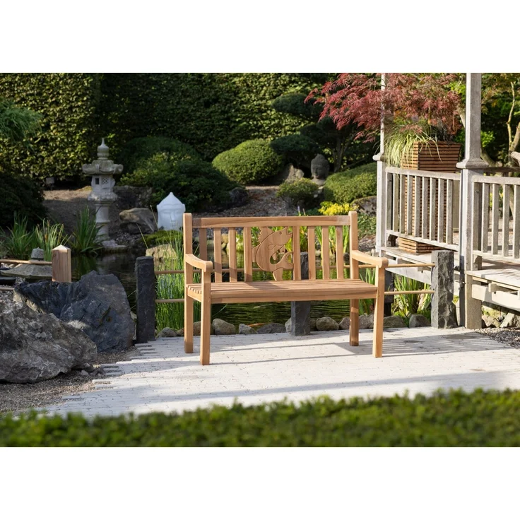 Teakholz Gartenbank Fisch 120 cm – Bild 7