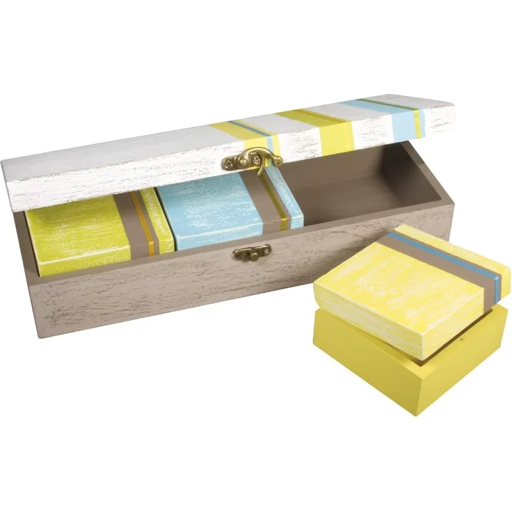 Holz Boxen-Set quadratisch FSC MixCredit, 1 Box á 32x12x7cm/3 Boxen... – Bild 3