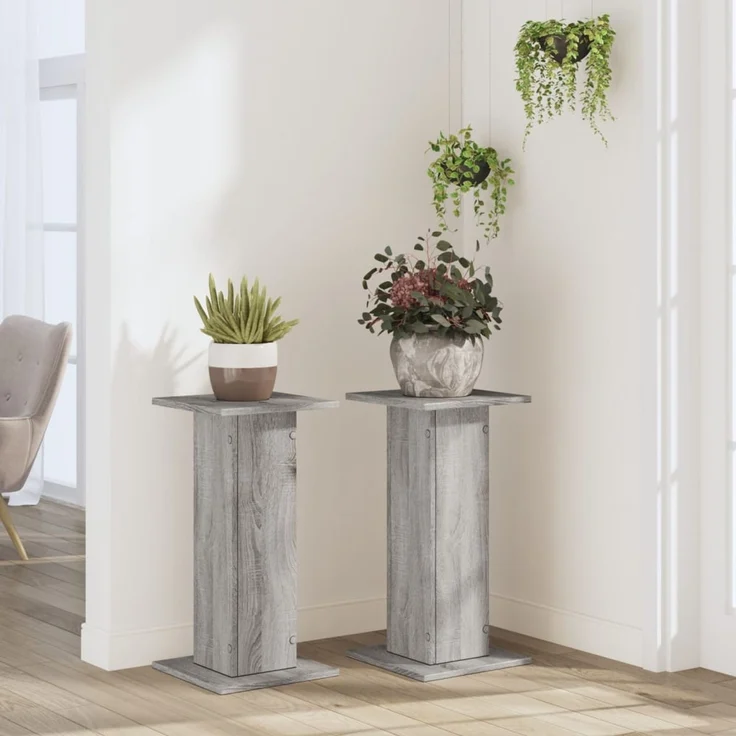 vidaXL Pflanzenständer 2 Stk. Grau Sonoma 30x30x60 cm Holzwerkstoff 3307860 – Bild 2