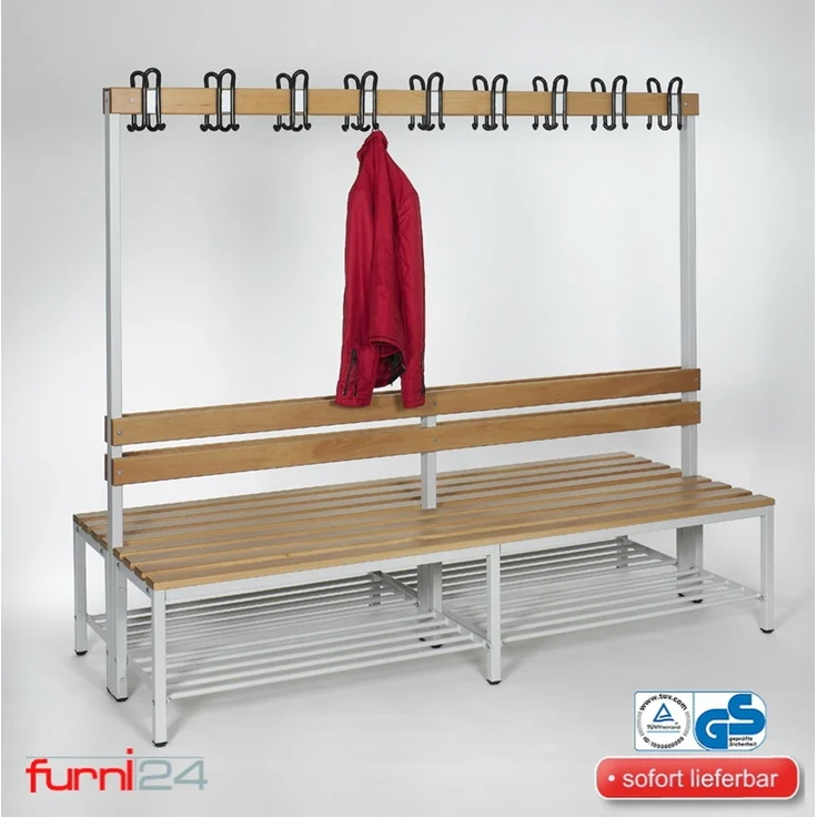 Garderobenbank doppelseitig mit Schuhrost 200 cm grau – Bild 4
