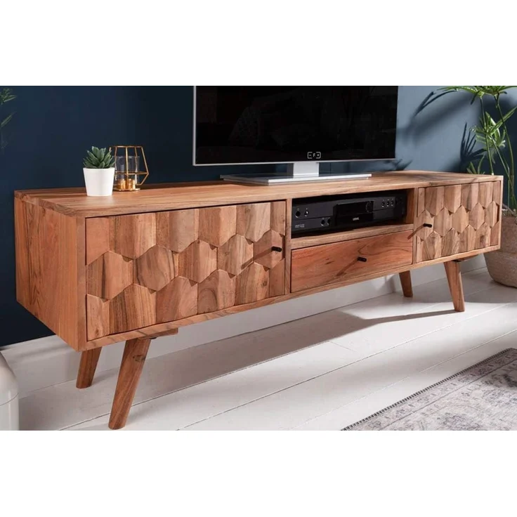 riess-ambiente Lowboard MYSTIC LIVING 140cm natur, Massivholz · TV-Schrank · Akazie · Wohnzimmer · Retro – Bild 2