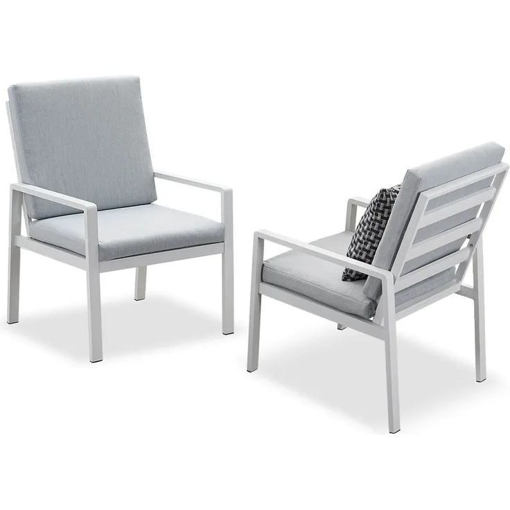 MeXo Gartenlounge-Set Alu Gartenmöbel-Sets Gartenstuhl, (2-tlg, 2 Esszimmerstühle, 60x 68x 85 cm, 4 Auflagen, bis zu 140 kg belastbar), wetterfest Gartengarnitur Set