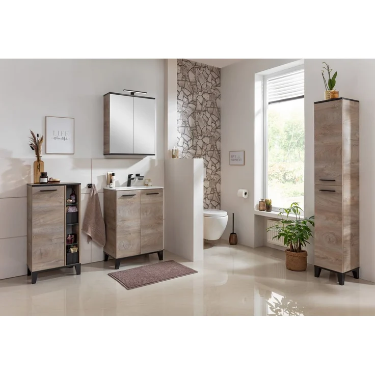 Fackelmann TE-A Hochschrank 30 cm mit Füßen, Braun hell – Bild 3