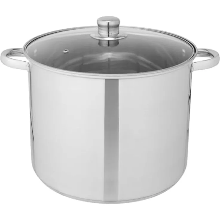 Brixy Suppentopf Stampftopf - Glasdeckel - 16,5L - 30 CM - Induktion Gas Keramik - Spülmaschinenfest - Edelstahl
