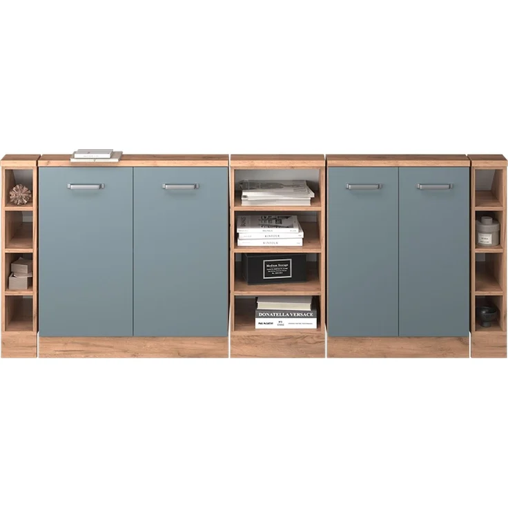 Küchenschrank für Dachschrägen R-Line Blau-Grau 210 cm 5er Set Vicco – Bild 6