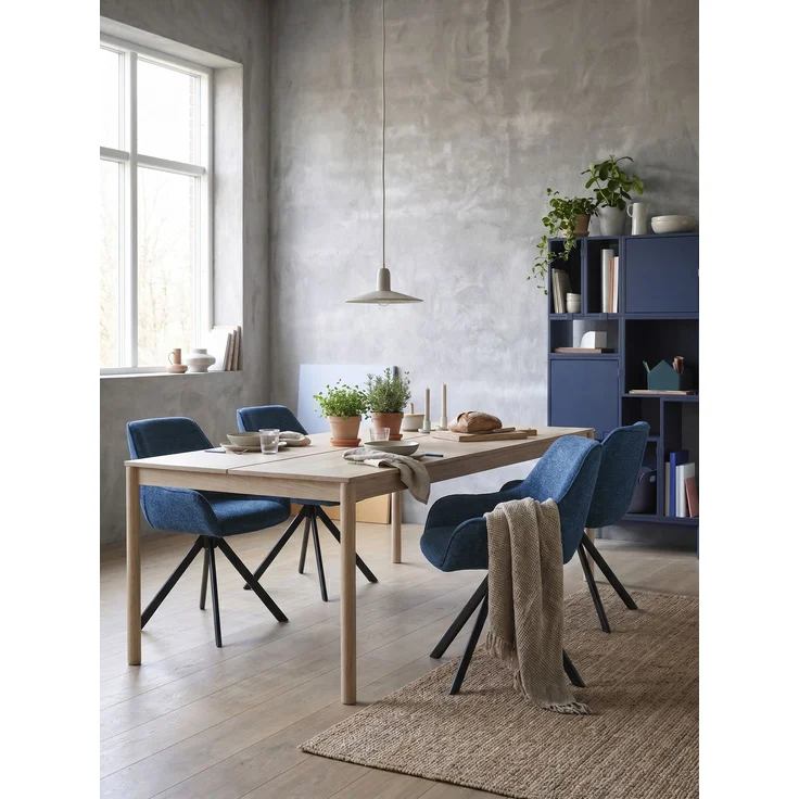 GOEURVANT 1178 Esszimmerstühle 4er-Set mit Armlehnen, 360° Drehbar, Chenille - Blau – Bild 3