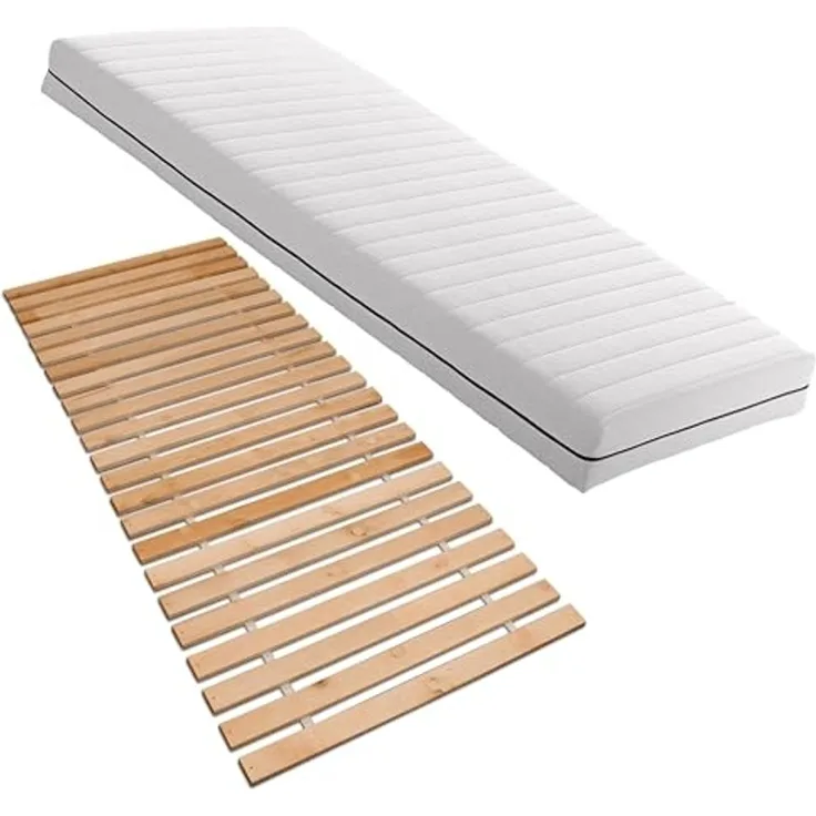 Matratzenset Betten-ABC KSP-500, 120x200 cm, Härtegrad H2 + Premium Rollrost mit 23 Leisten