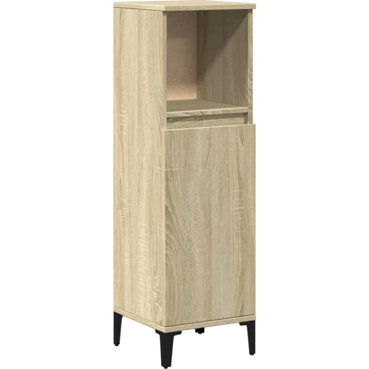 Badschrank, Badezimmerschrank Sonoma-Eiche 30x30x100 cm Holzwerkstoff