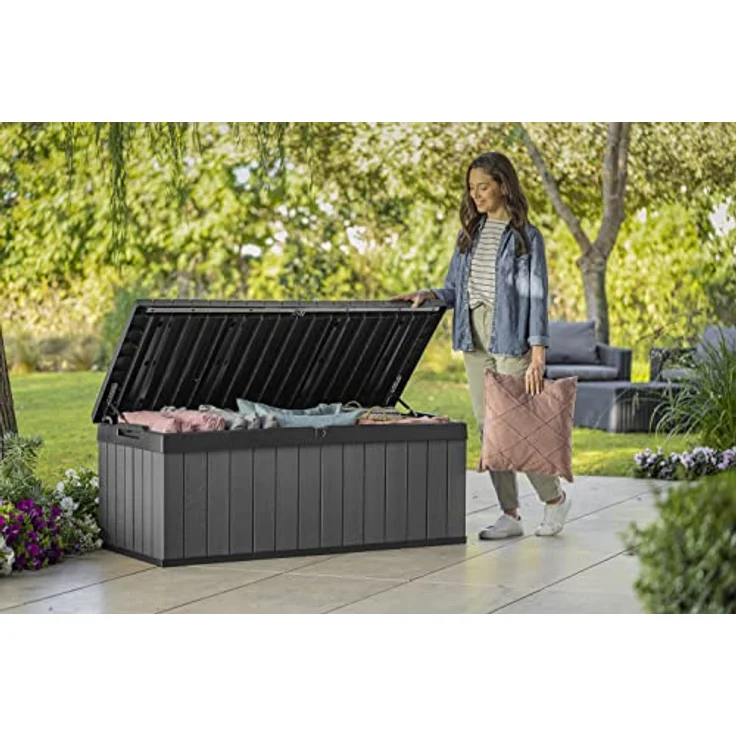 Keter Gartenbox Keter Aufbewahrungsbox DARWIN Anthrazit, 380 L, belastbar bis 300 kg, abschließbar – Bild 10