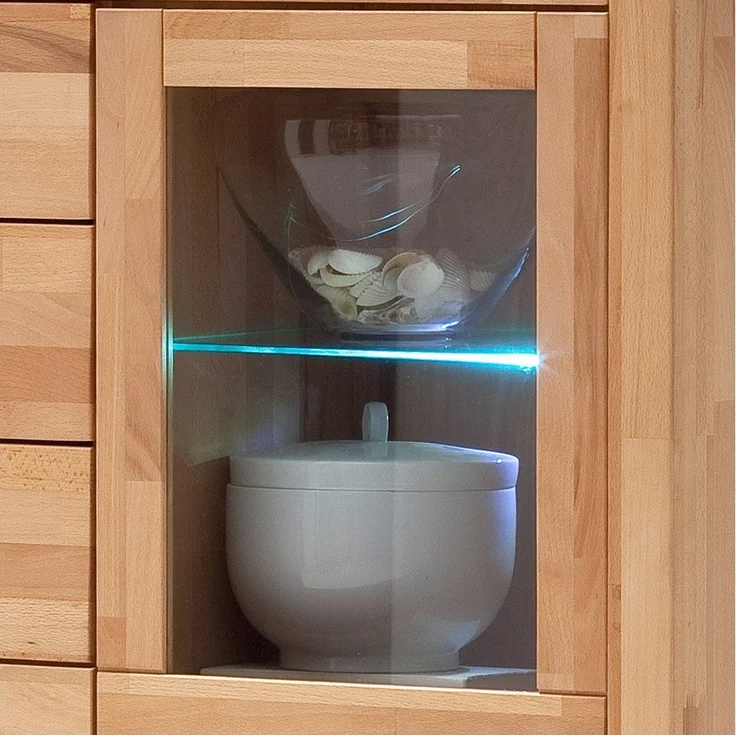 Lomadox Highboard FOSSANO-06, inkl. LED-Beleuchtung, Kernbuche massiv geölt, keilverzinkt, Echtholz – Bild 3