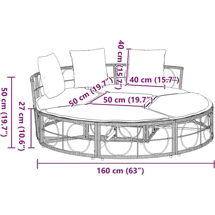 vidaXL Outdoor-Loungebett ohne Dach Poly Rattan 4108237 – Bild 10
