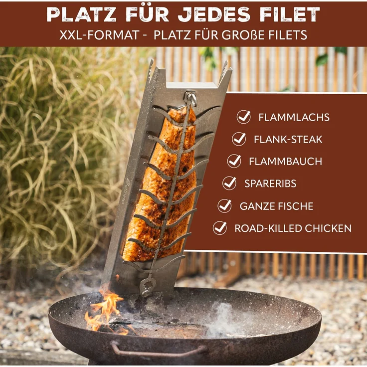 eluno Räucherbrett Flammlachsbrett aus Edelstahl, Edelstahl, (1-St) – Bild 2